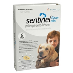 Sentinel Flavor Tablets for Dog Heartworm Prevention, 51-100 lbs ...